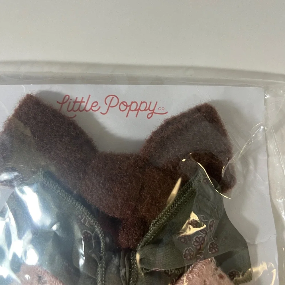 Little Poppy Co Isla Bow Clip‎ Set NIP Pink Olve Brown